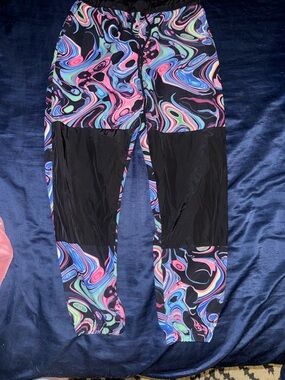 Black Multicolor Swirl Jogger Pants